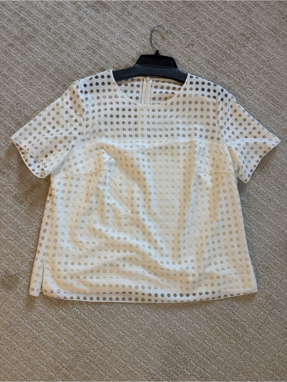 Akris Punto Ivory Eyelet Short Sleeve Top